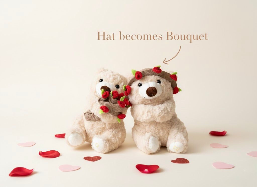 Rosybear™  Convertible Teddy with Flower Bouquet
