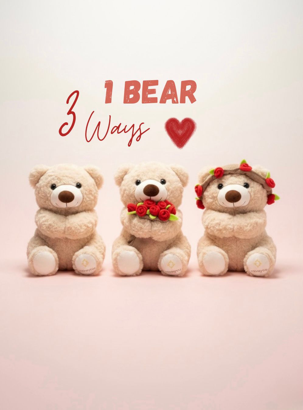 Rosybear™  Convertible Teddy with Flower Bouquet