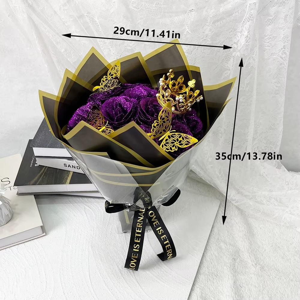 Eternal Rosy Glitter Bouquet